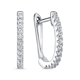 Серьги с английским замком из серебра с фианитом