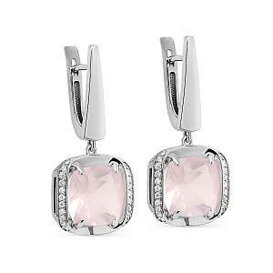 Серьги с английским замком из белого золота с бриллиантами