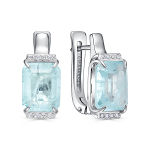 Серьги с английским замком из серебра с алпанитами