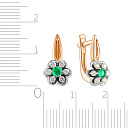 Серьги из красного золота с бриллиантами, изумрудами