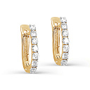 Серьги с английским замком из желтого золота с бриллиантами