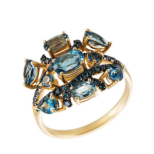 Кольцо из желтого золота с топазами