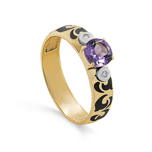 Кольцо из желтого золота с бриллиантом