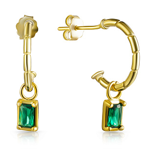 Серьги из серебра с фианитами, золочением