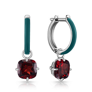 Серьги с английским замком из серебра с эмалью