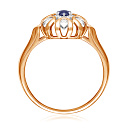 Кольцо из красного золота с бриллиантами, сапфиром