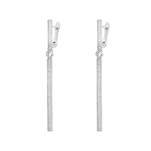 Серьги с английским замком из серебра с фианитами