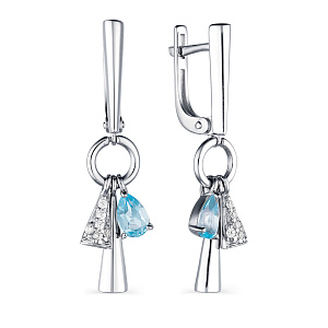 Серьги с английским замком из серебра с топазами