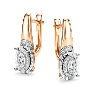 Серьги с английским замком из красного золота с бриллиантом