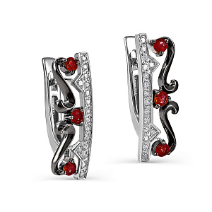 Серьги с английским замком из серебра с корундами