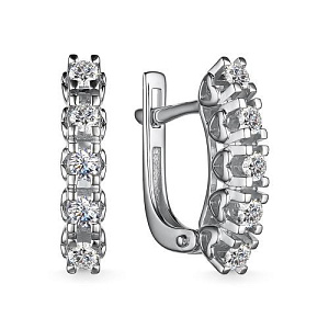 Серьги с английским замком из белого золота с бриллиантами