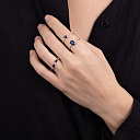 Кольцо из белого золота с бриллиантами, сапфиром