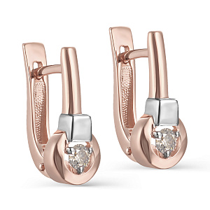 Серьги с английским замком из красного золота с бриллиантами