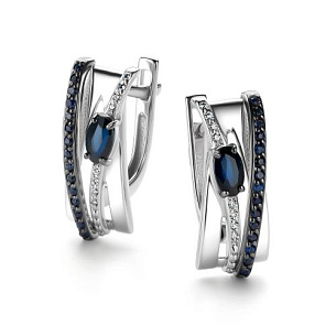 Серьги с английским замком из белого золота с бриллиантом