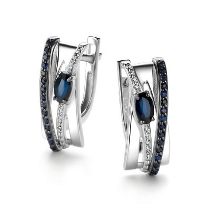 Серьги с английским замком из белого золота с бриллиантами