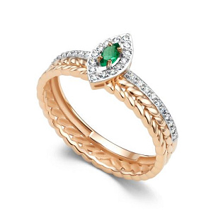 Кольцо из красного золота с бриллиантом