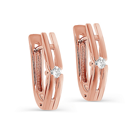 Серьги с английским замком из красного золота с бриллиантами