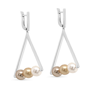 Серьги с английским замком из серебра с жемчугом