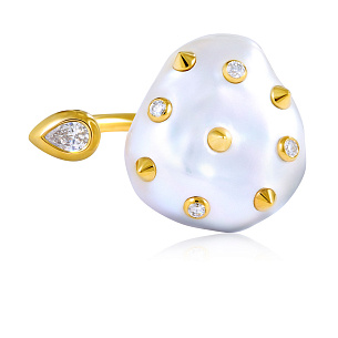 Кольцо из желтого золота с жемчугом