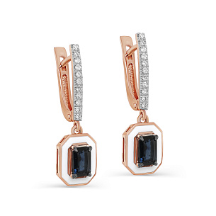 Серьги с английским замком из красного золота с сапфиром