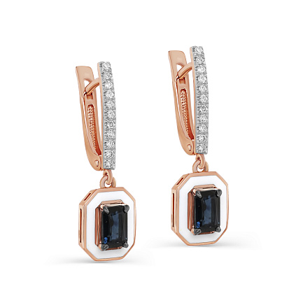 Серьги с английским замком из красного золота с бриллиантами