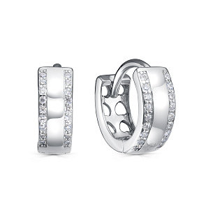 Серьги с английским замком из серебра с фианитом