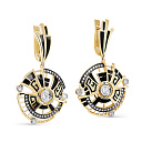 Серьги с английским замком из желтого золота с бриллиантами