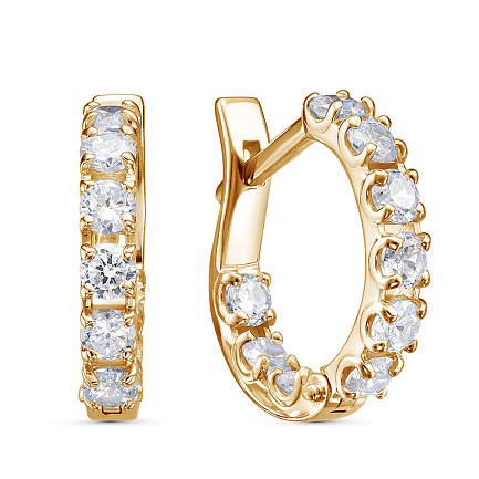 Серьги с английским замком из красного золота с фианитами