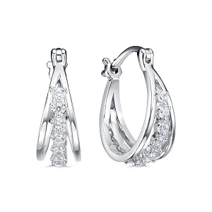 Серьги с английским замком из серебра с фианитами