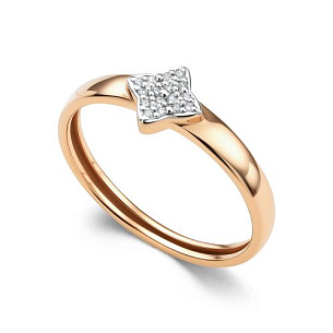 Кольцо из красного золота с бриллиантом