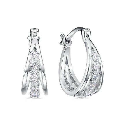 Серьги с английским замком из серебра с фианитами