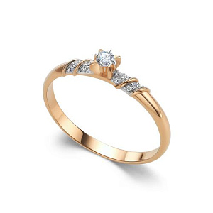 Кольцо из красного золота с бриллиантами