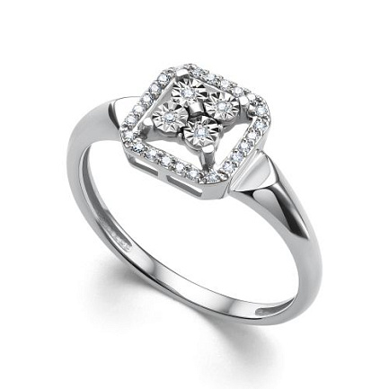 Кольцо из белого золота с бриллиантами