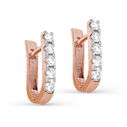 Серьги с английским замком из красного золота с бриллиантами