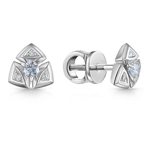 Пусеты из белого золота с бриллиантами