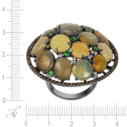 Кольцо из золота с бриллиантами, корундами