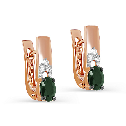 Серьги с английским замком из красного золота с бриллиантами