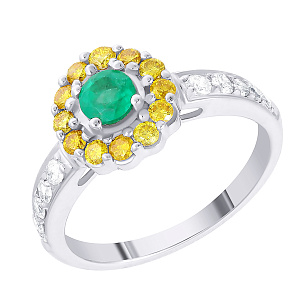 Кольцо из белого золота с изумрудом