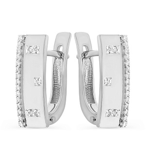 Серьги с английским замком из белого золота с бриллиантами