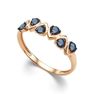 Кольцо из красного золота с сапфиром