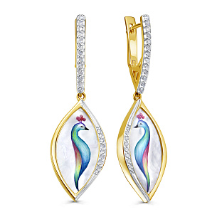 Серьги с английским замком из желтого золота с перламутром