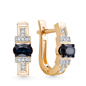 Серьги с английским замком из красного золота с бриллиантами