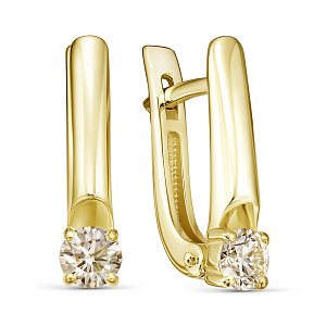 Серьги с английским замком из желтого золота с бриллиантами