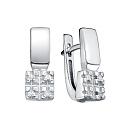 Серьги с английским замком из серебра с бриллиантами