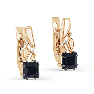 Серьги с английским замком из красного золота с бриллиантом