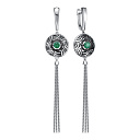 Серьги с английским замком из серебра с изумрудами