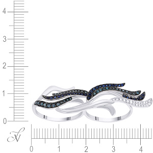 Кольцо из белого золота с бриллиантами, сапфирами