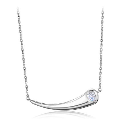 Колье из белого золота с бриллиантом, плетение якорное