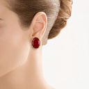 Серьги из красного золота с бриллиантами, рубином