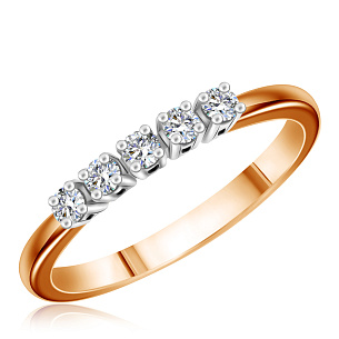 Кольцо из красного золота с бриллиантом